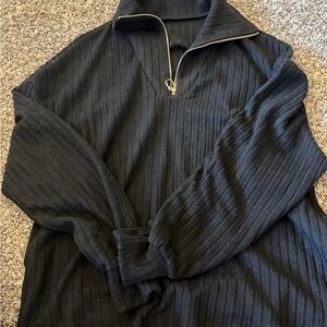 SHEIN Black Ribbed Half-Zip Women's Sweater